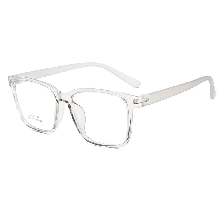 Yimaruili Unisex Full Rim Large Square Screwless Tr 90 Eyeglasses Full Rim Yimaruili Eyeglasses Transparent Gray