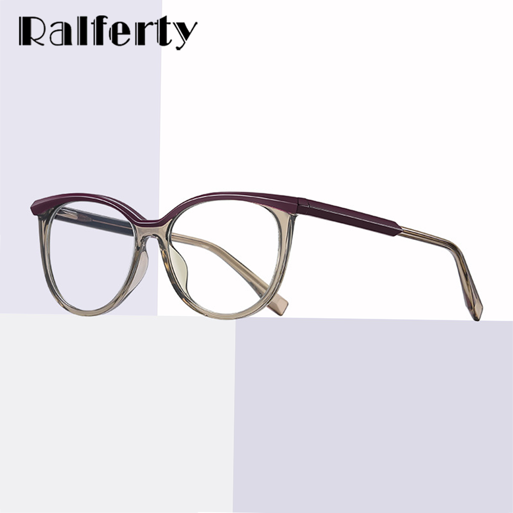 Ralferty Women's Full Rim Round Square Acetate Alloy Eyeglasses D3518 Full Rim Ralferty   