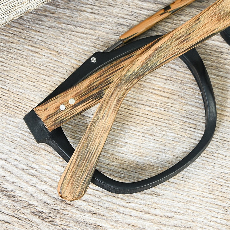 Hdcrafter Men's Full Rim Square Double Bridge Wood Alloy Eyeglasses Ft0369 Full Rim Hdcrafter Eyeglasses