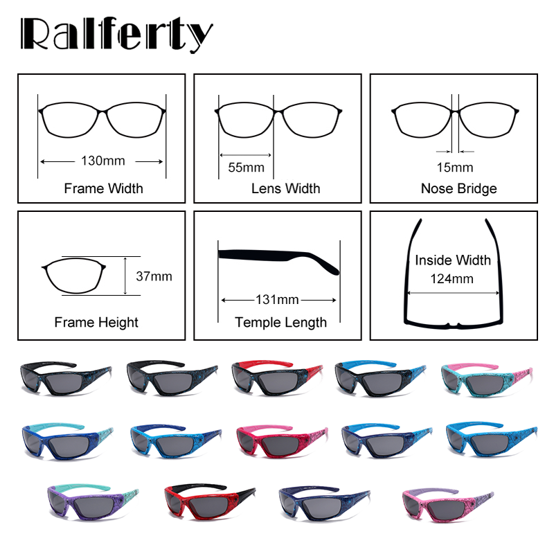 Ralferty Unisex Children's Full Rim Rectangle Acetate Polarized Sunglasses M805 Sunglasses Ralferty   