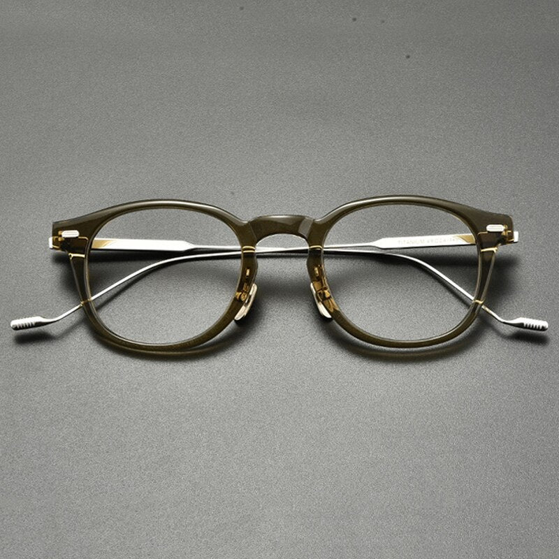 Gatenac Unisex Full Rim Square Round Titanium Acetate Eyeglasses Gxyj855 Full Rim Gatenac Green