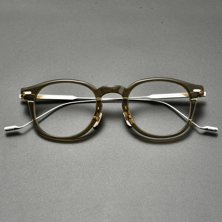 Gatenac Unisex Full Rim Square Round Titanium Acetate Eyeglasses Gxyj855 Full Rim Gatenac Green