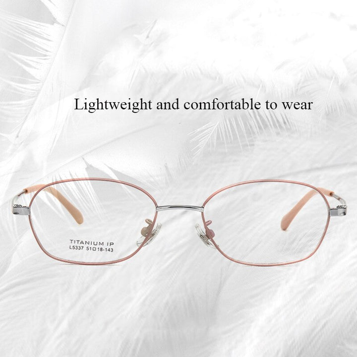 Bclear Unisex Full Rim Small Oval Titanium Frame Eyeglasses Lb5337 Full Rim Bclear