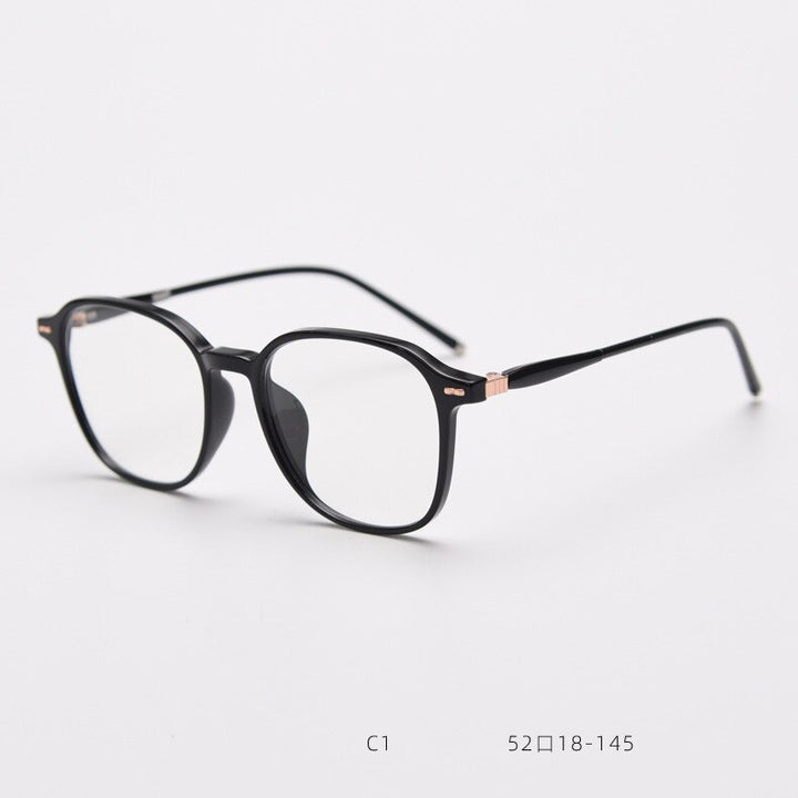 CCspace Unisex Full Rim Square Tr 90 Titanium Eyeglasses 55686 Full Rim CCspace Black China