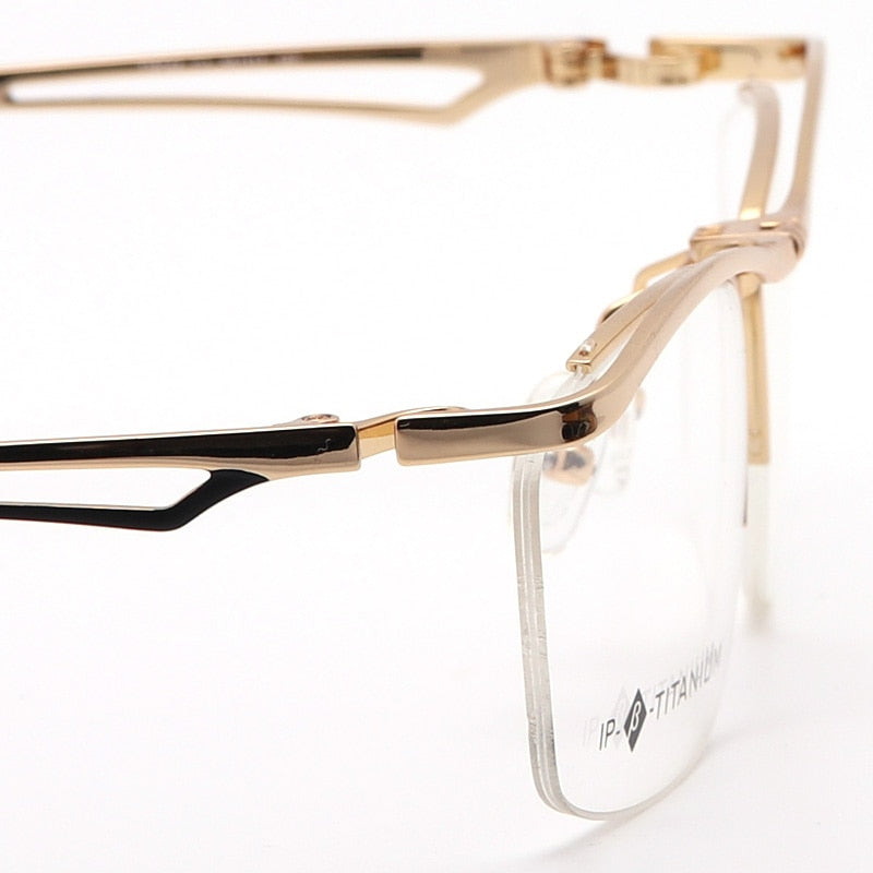 Hdcrafter Unisex Semi Rim Rectangle Titanium Flip Up Frame Eyeglasses T18044 Semi Rim Hdcrafter Eyeglasses