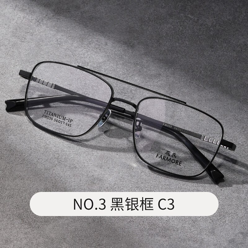 Reven Jate Unisex Full Rim Square Double Bridge Titanium Eyeglasses Fm039 Full Rim Reven Jate C3