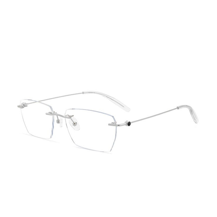 Hdcrafter Unisex Rimless Square Alloy Eyeglasses 0621 Rimless Hdcrafter Eyeglasses Silver Frame