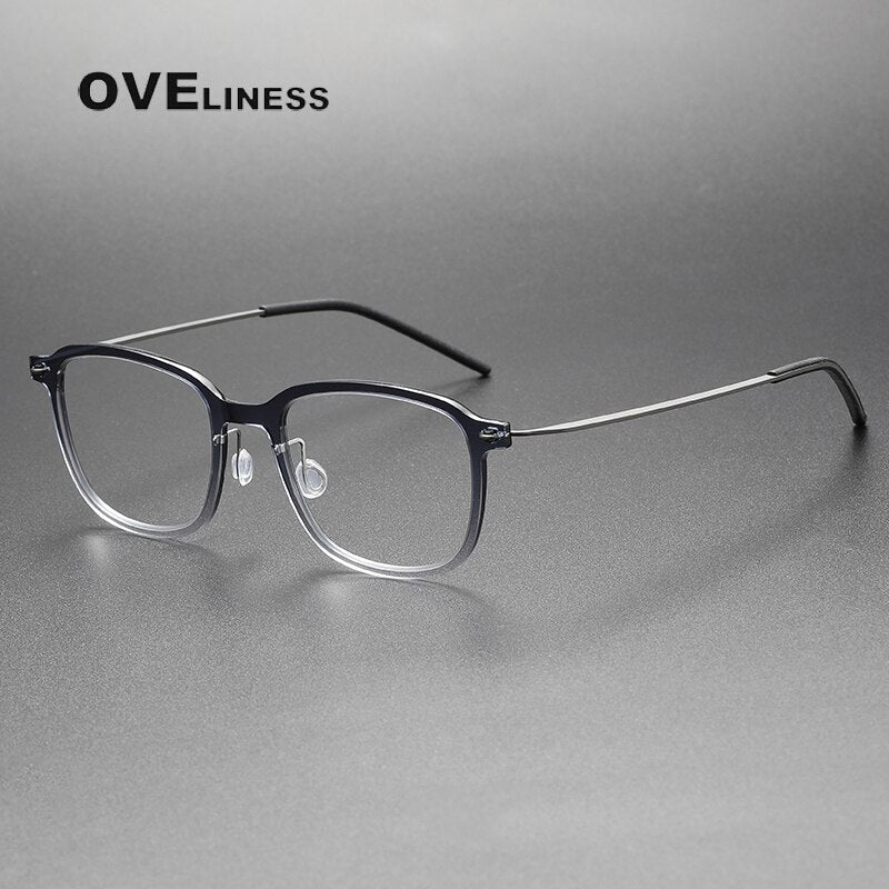 Oveliness Unisex Full Rim Square Acetate Titanium Eyeglasses 6510 Full Rim Oveliness gradient grey