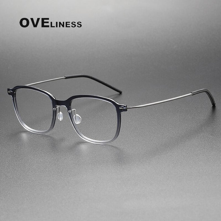 Oveliness Unisex Full Rim Square Acetate Titanium Eyeglasses 6510 Full Rim Oveliness gradient grey