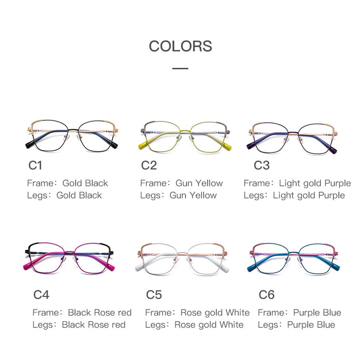 Gmei Women's Full Rim Alloy Polygonal Cat Eye Frame Eyeglasses Full Rim Gmei Optical