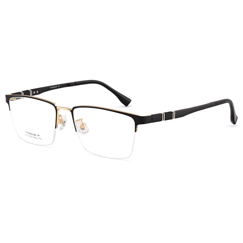 Bclear Unisex Semi Rim Square Titanium Eyeglasses Lb1110 Semi Rim Bclear Black gold