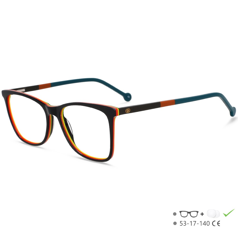 CCspace Unisex Full Rim Square Acetate Eyeglasses 55565 Full Rim CCspace BlackRed China