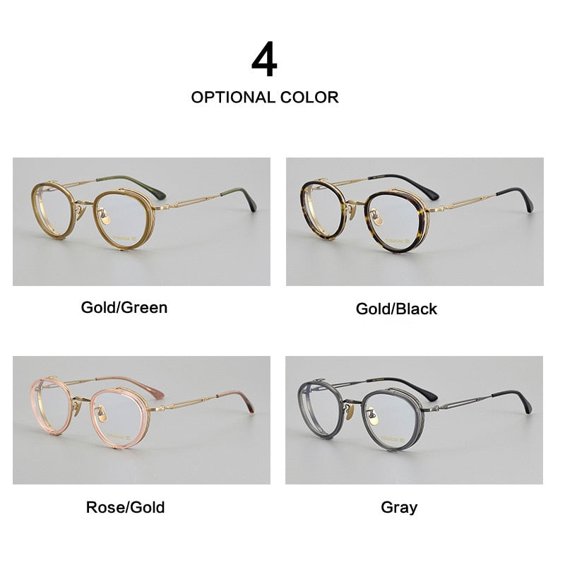 Muzz Unisex Full Rim Irregular Round Acetate Titanium Eyeglasses E004 Full Rim Muzz