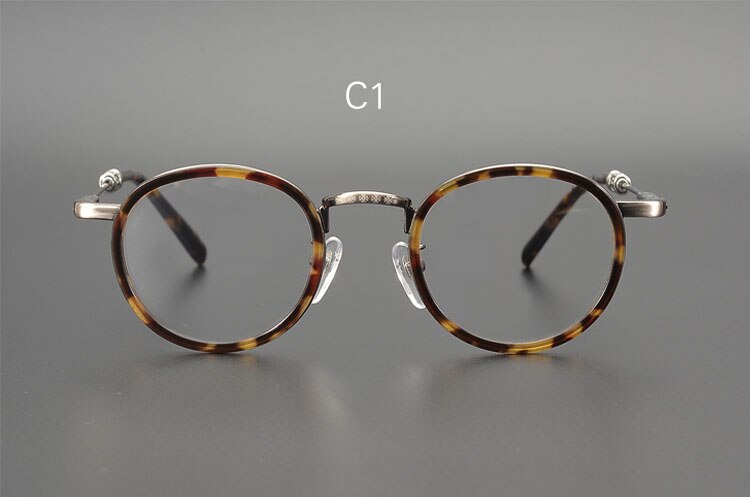 Yujo Unisex Full Rim Round Acetate Stainless Steel Eyeglasses Full Rim Yujo C1 China