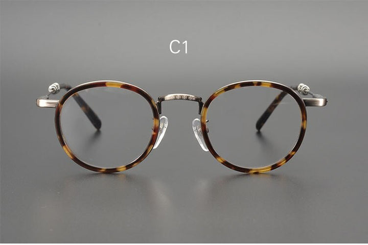 Yujo Unisex Full Rim Round Acetate Stainless Steel Eyeglasses Full Rim Yujo C1 China