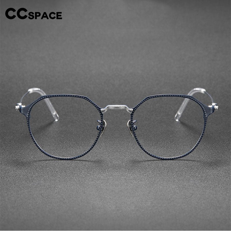 CCspace Unisex Full Rim Large Irregular Square Titanium Eyeglasses 55039 Full Rim CCspace