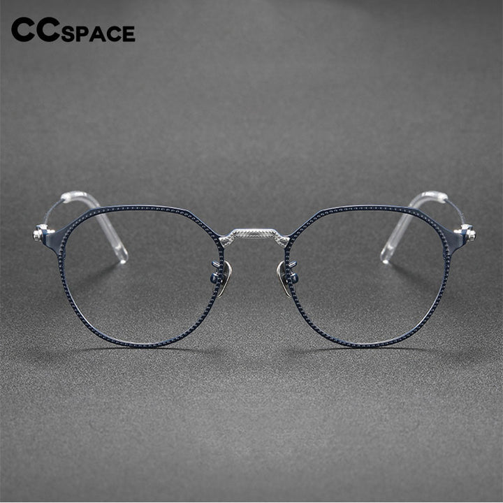 CCspace Unisex Full Rim Large Irregular Square Titanium Eyeglasses 55039 Full Rim CCspace