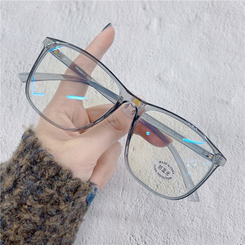 Cubojue Unisex Full Rim Oversized Square Tr 90 Titanium Eyeglasses 30011 Reading Glasses Cubojue