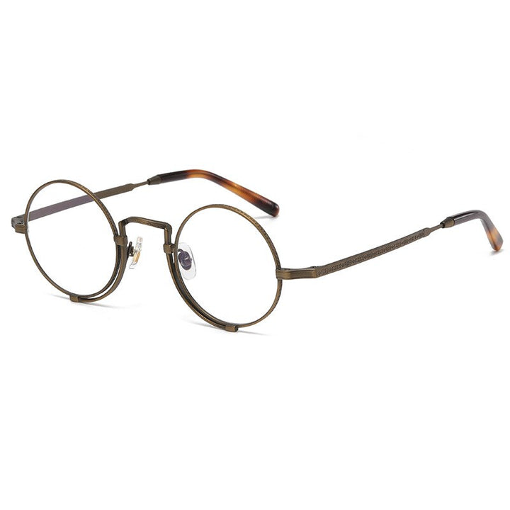 Gatenac Unisex Full Rim Round Titanium Eyeglasses Gxyj998 Full Rim Gatenac Bronze