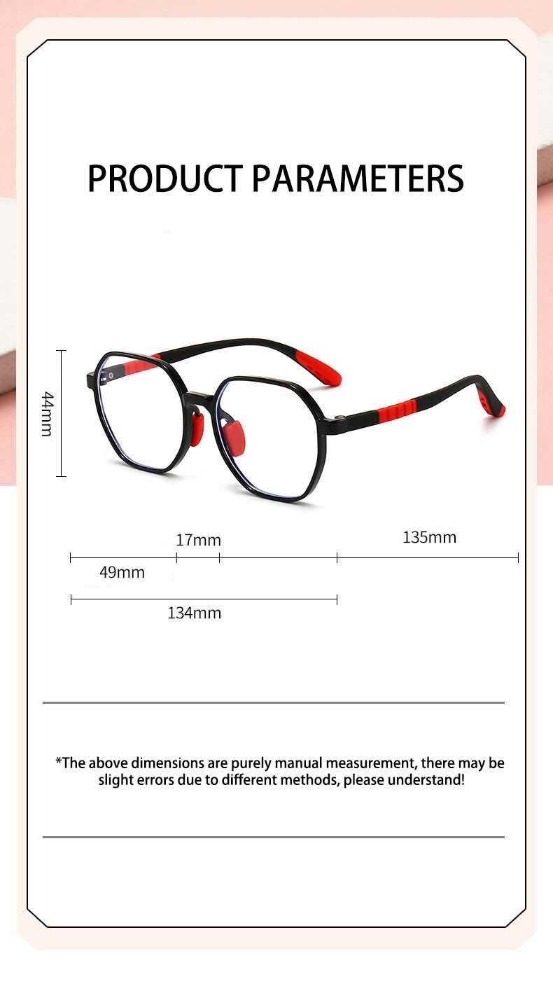 CCspace Unisex Youth Full Rim Polygon Tr 90 Silicone Eyeglasses 54667 Full Rim CCspace