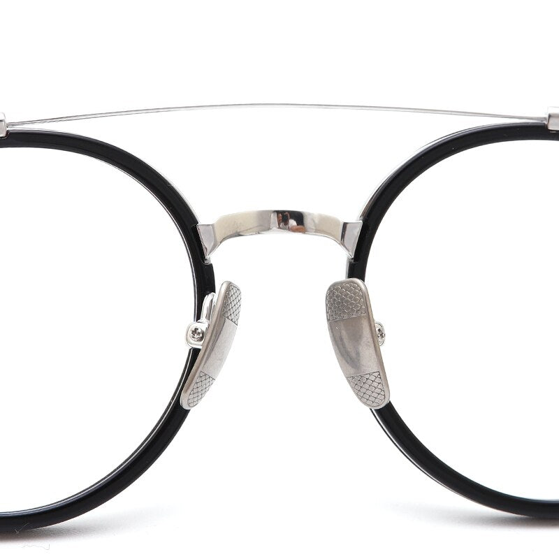 Muzz Unisex Full Rim Round Double Bridge Titanium Acetate Eyeglasses Kj32 Full Rim Muzz