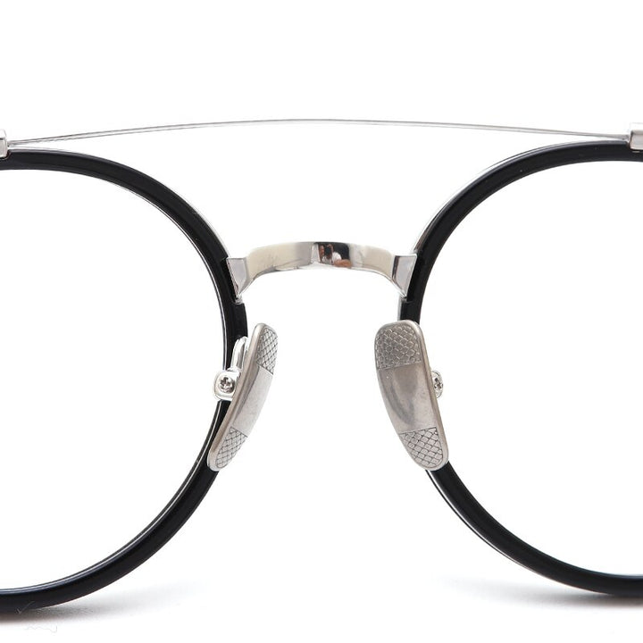 Muzz Unisex Full Rim Round Double Bridge Titanium Acetate Eyeglasses Kj32 Full Rim Muzz