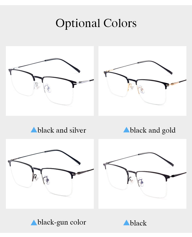 Hotochki Men's Full/Semi Rim SquareTitanium Frame Eyeglasses 0608-0606 Semi Rim Hotochki