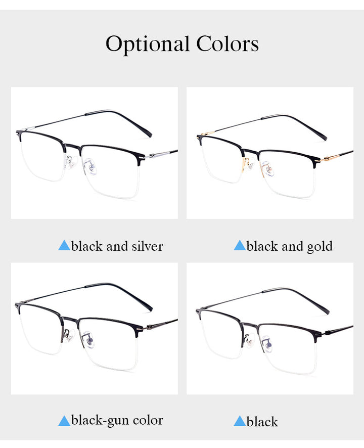 Hotochki Men's Full/Semi Rim SquareTitanium Frame Eyeglasses 0608-0606 Semi Rim Hotochki
