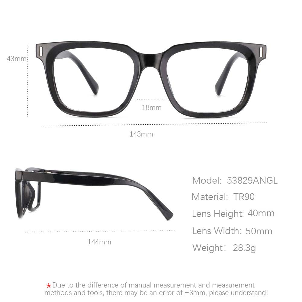 CCspace Unisex Full Rim Square Tr 90 Titanium Frame Eyeglasses 53829 Full Rim CCspace