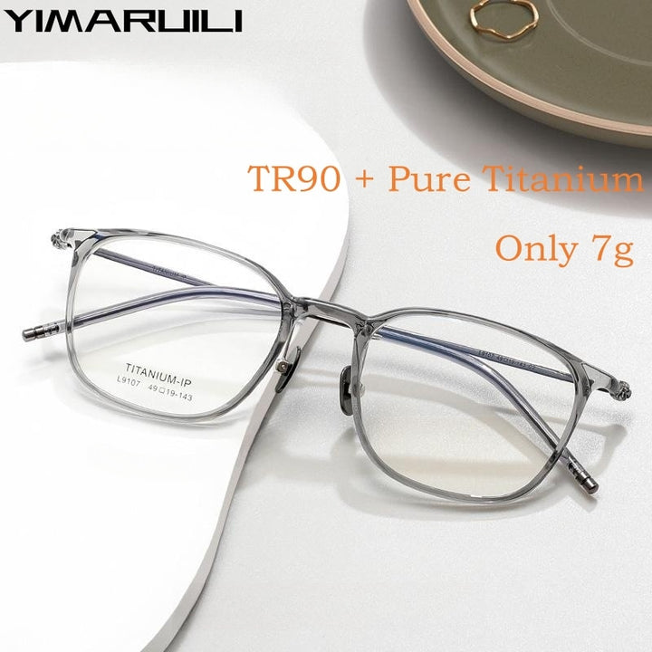 Yimaruili Unisex Full Rim Square Tr 90 Titanium Eyeglasses L9107 Full Rim Yimaruili Eyeglasses