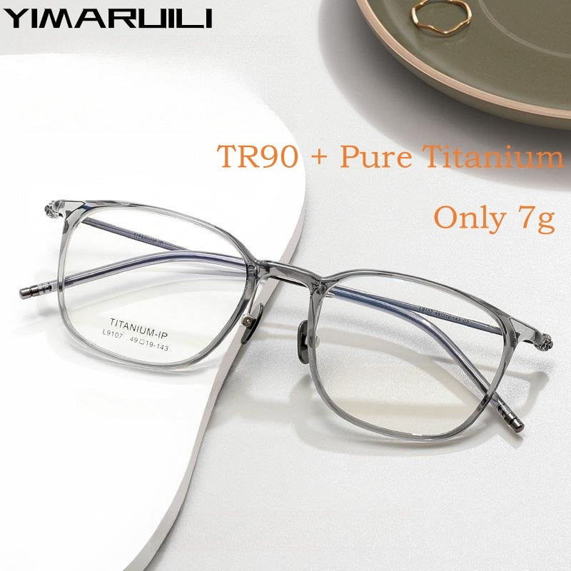 Yimaruili Unisex Full Rim Square Tr 90 Titanium Eyeglasses L9107 Full Rim Yimaruili Eyeglasses   