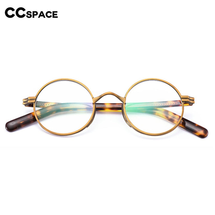 CCspace Unisex Full Rim Round Titanium Acetate Alloy Frame Eyeglasses 54604 Full Rim CCspace