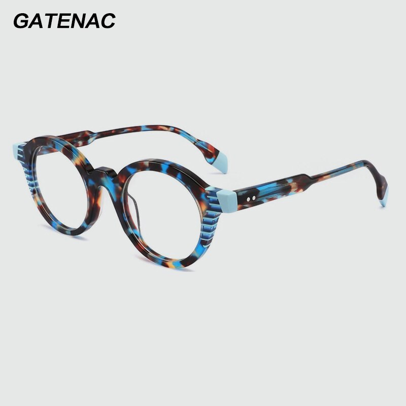 Gatenac Unisex Full Rim Round Acetate Eyeglasses Gxyj1013 Full Rim Gatenac