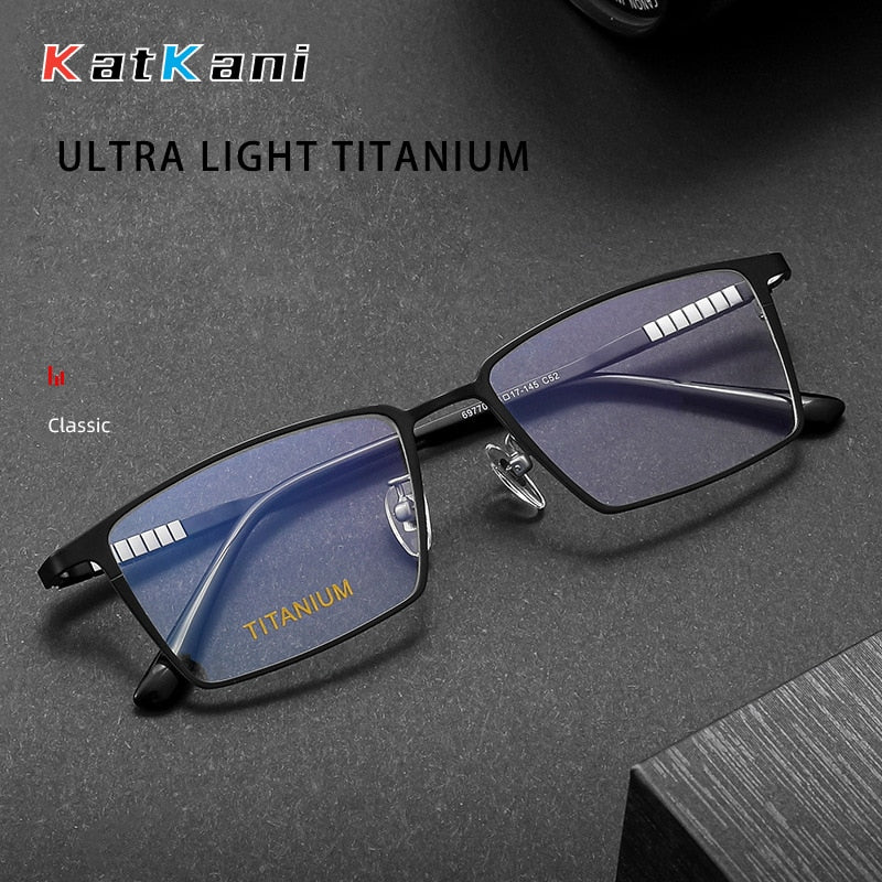 KatKani Unisex Full Rim Square Titanium Eyeglasses 69770 Full Rim KatKani Eyeglasses   
