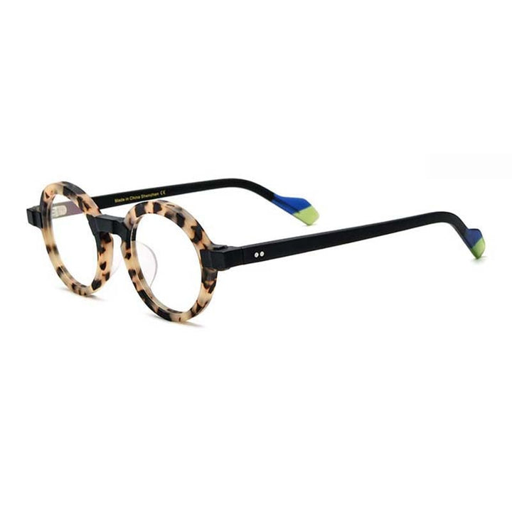 CCspace Unisex Full Rim Irregular Round Acetate Eyeglasses 54704 Full Rim CCspace Matte gray leopard China