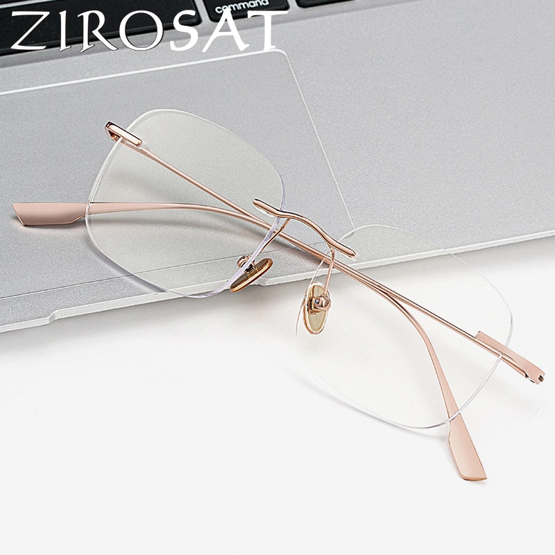 Zirosat Unisex Rimless Square Titanium Eyeglasses1135 Rimless Zirosat