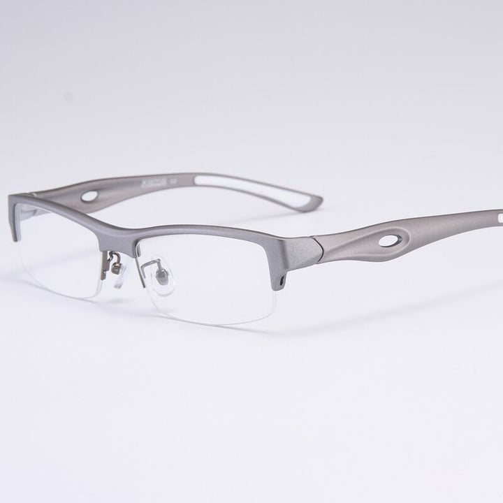 Bclear Men's Semi Rim Rectangle Tr 90 Sport Eyeglasses My1077 Semi Rim Bclear Gray white
