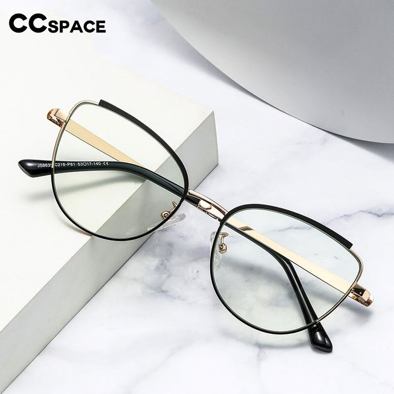 CCspace Women's Semi Rim Square Cat Eye Alloy Eyeglasses 55606 Semi Rim CCspace