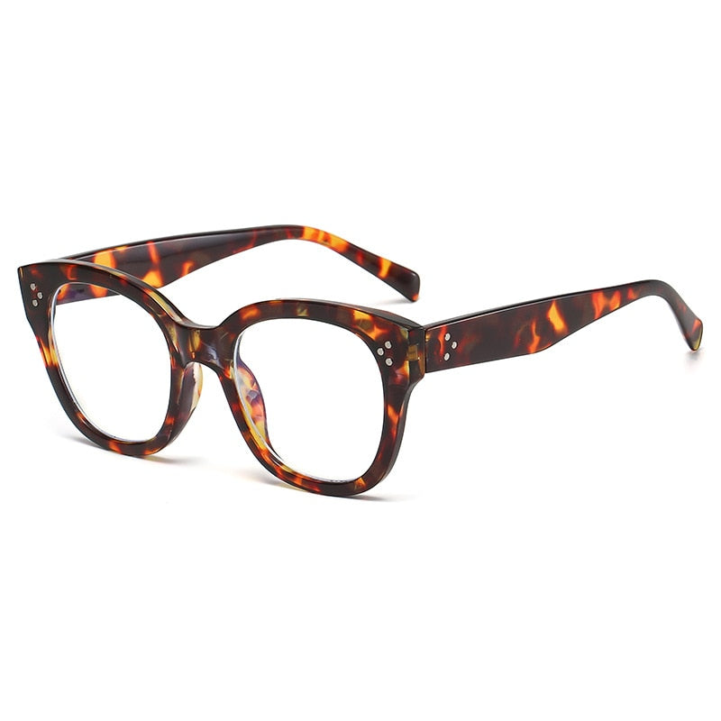 CCspace Unisex Full Rim Square Acetate Alloy Rivet Frame Eyeglasses 54152 Full Rim CCspace C3 leopard