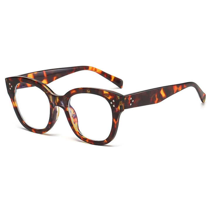 CCspace Unisex Full Rim Square Acetate Alloy Rivet Frame Eyeglasses 54152 Full Rim CCspace C3 leopard