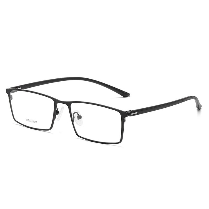 Reven Jate Unisex Full Rim Square Titanium Eyeglasses P9850 Full Rim Reven Jate black