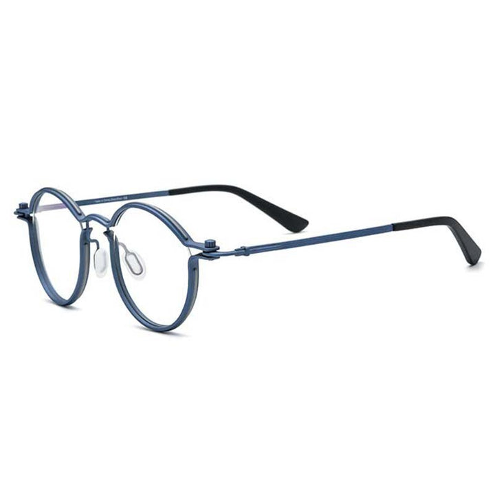 CCspace Unisex Full Rim Round Steampunk Titanium Eyeglasses 54721 Full Rim CCspace Blue China