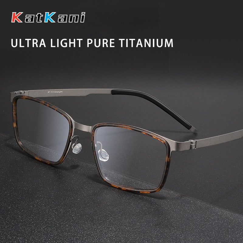 KatKani Unisex Full Rim Square Titanium Eyeglasses 9711 Full Rim KatKani Eyeglasses   