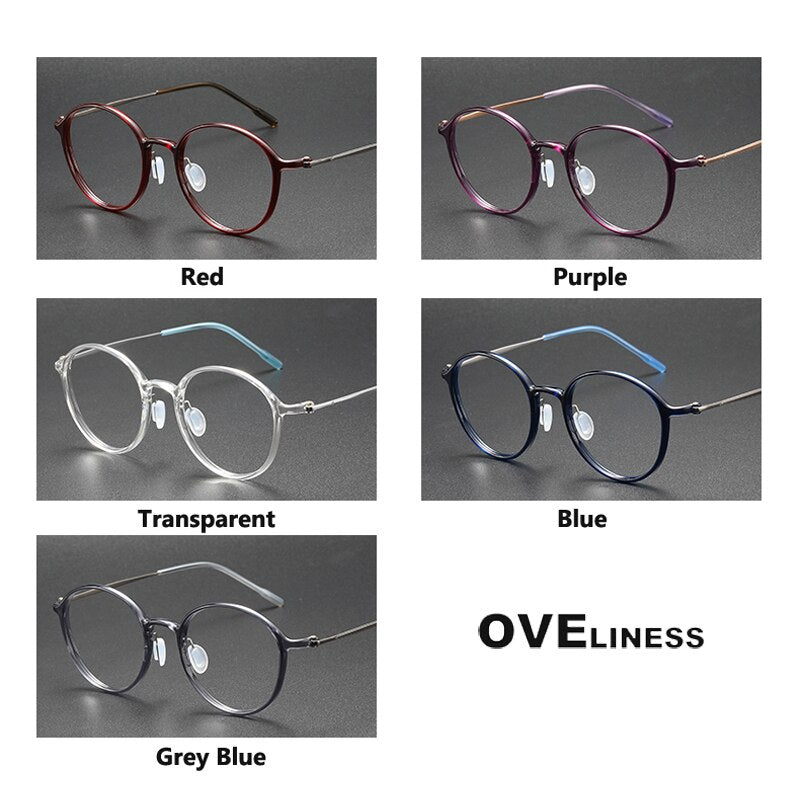 Oveliness Unisex Full Rim Round Screwless Titanium Eyeglasses 8634 Full Rim Oveliness