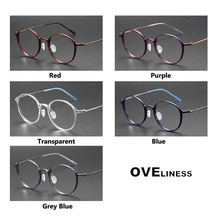 Oveliness Unisex Full Rim Round Screwless Titanium Eyeglasses 8634 Full Rim Oveliness