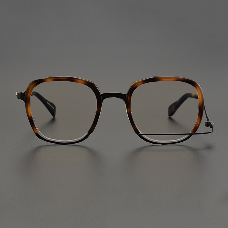 Gatenac Unisex Full Rim Irregular Square Titanium Acetate Eyeglasses Gxyj868 Full Rim Gatenac