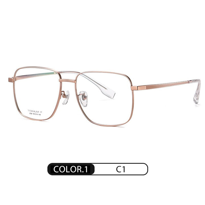 Hotony Women's Full Rim Square Titanium Frame Eyeglasses Yj2029 Full Rim Hotony C1