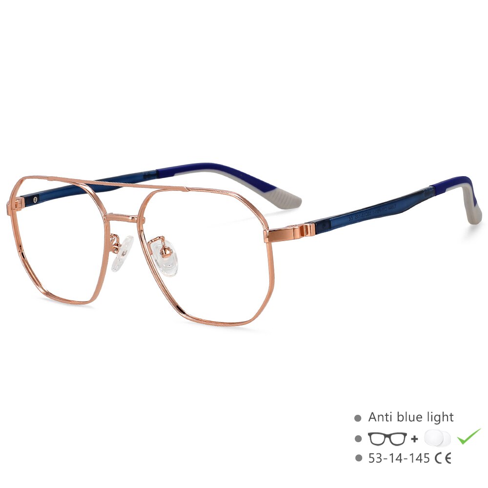 CCspace Unisex Full RIm Oval Double Bridge Alloy Eyeglasses 55604 Full Rim CCspace China Blue