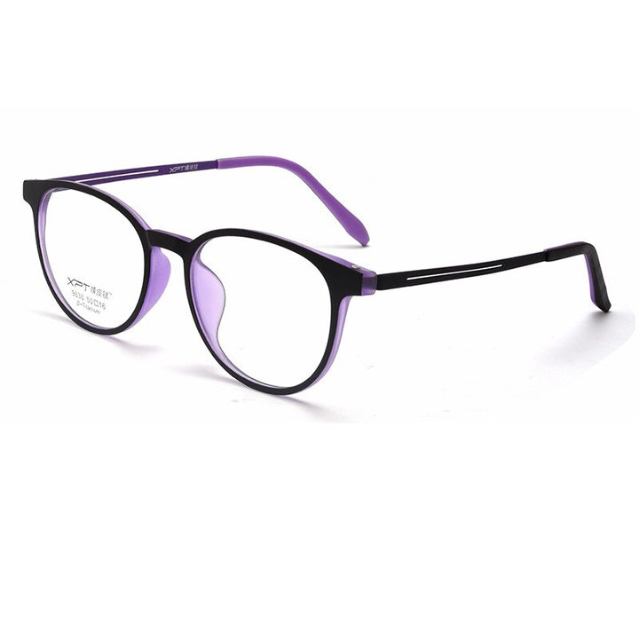 Gmei Unisex Full Rim Round Square Tr 90 Titanium Eyeglasses 9836xp Full Rim Gmei Optical Black Purple