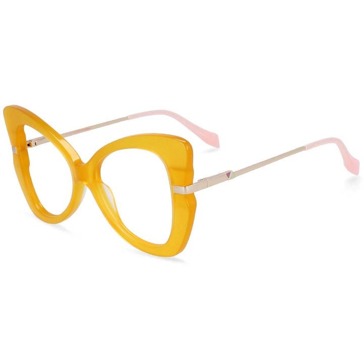 CCspace Women's Full Rim Oversized Acetate Alloy Butterfly Frame Eyeglasses 54326 Full Rim CCspace C3orange China